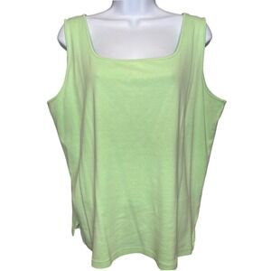 SIGRID OLSEN SPORT Womens Lime Green Sleeveless Top Size 1X Cotton Lightweight